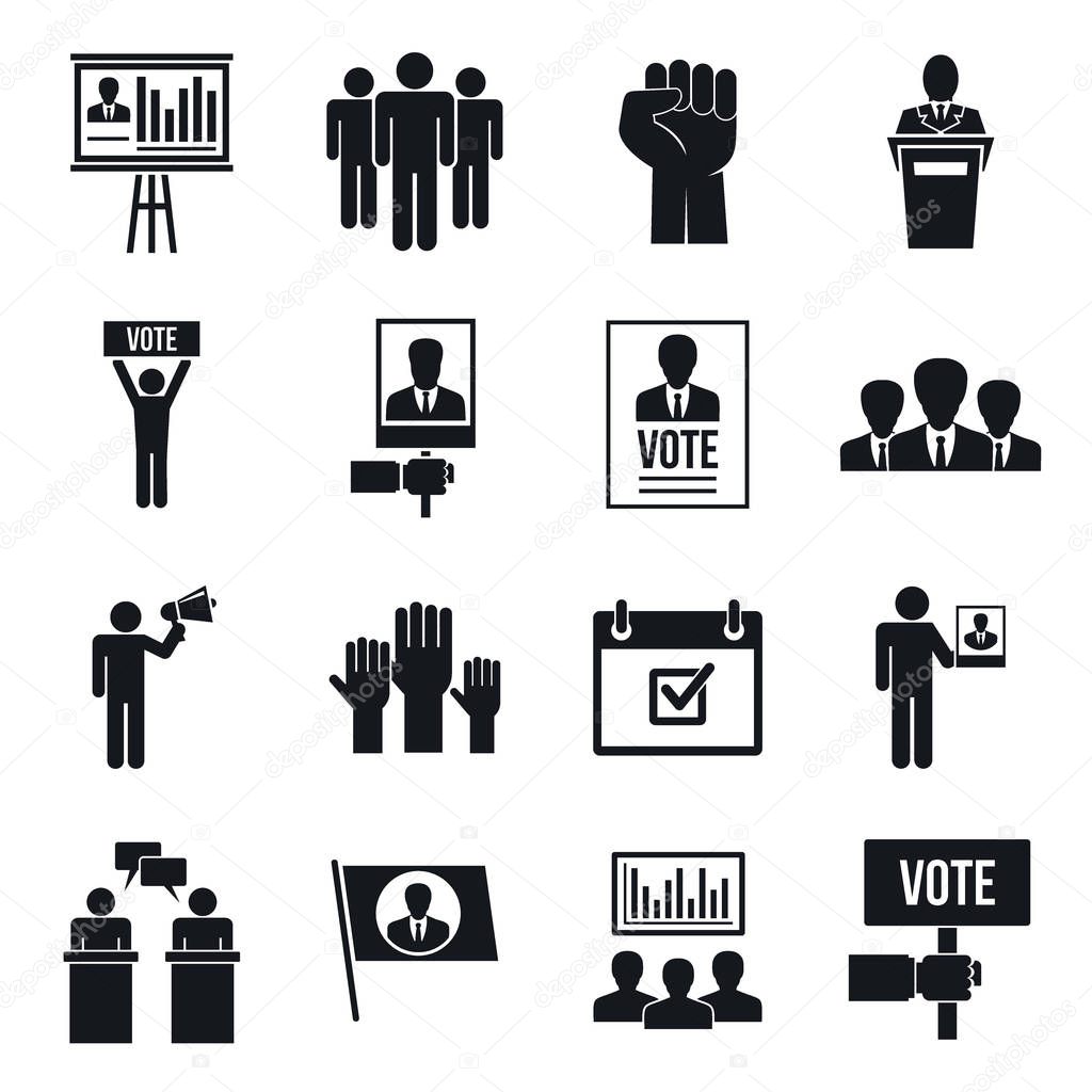 Political meeting icon set, simple style