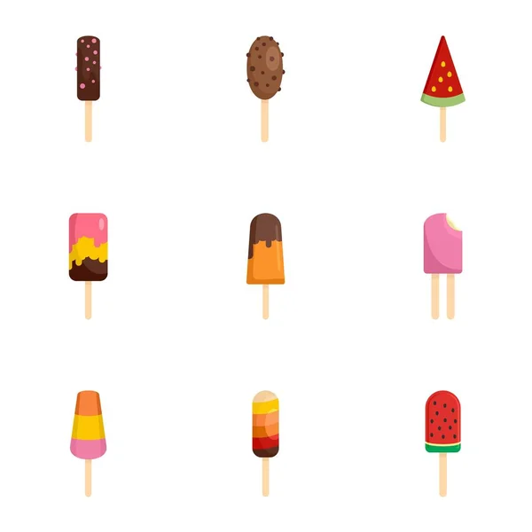 Set de iconos de helado, estilo plano — Archivo Imágenes Vectoriales