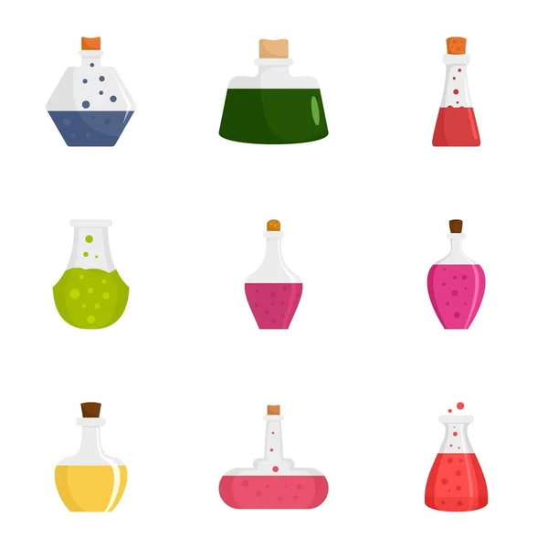 Potion icon set, flat style — Stock Vector