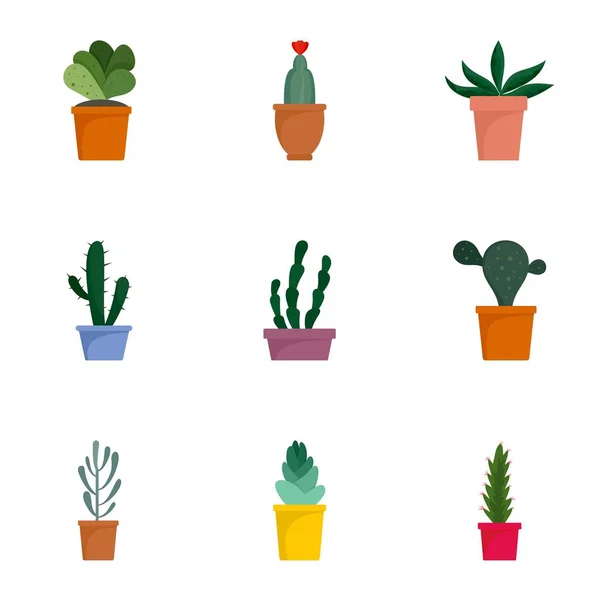 Ensemble d'icônes succulentes, style plat — Image vectorielle