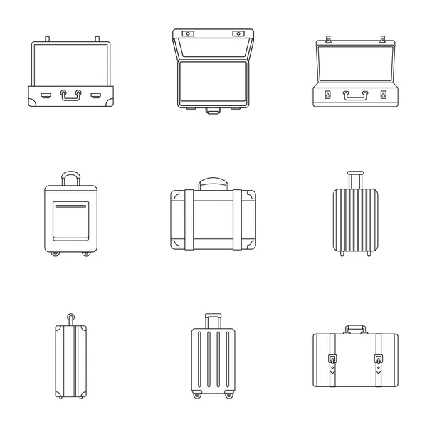 Travel bag icon set, outline style — Stock Vector