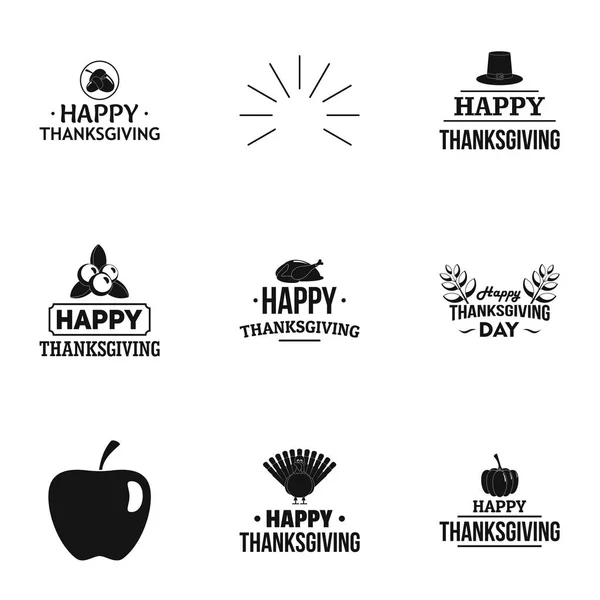 Thanksgiving logotyp set, enkel stil — Stock vektor