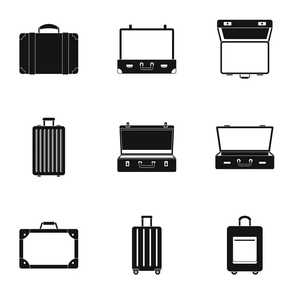 Travel briefcase icon set, simple style — Stock Vector