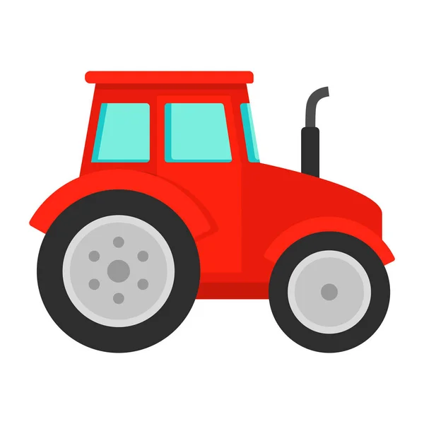 Icono de tractor rojo, estilo plano — Vector de stock