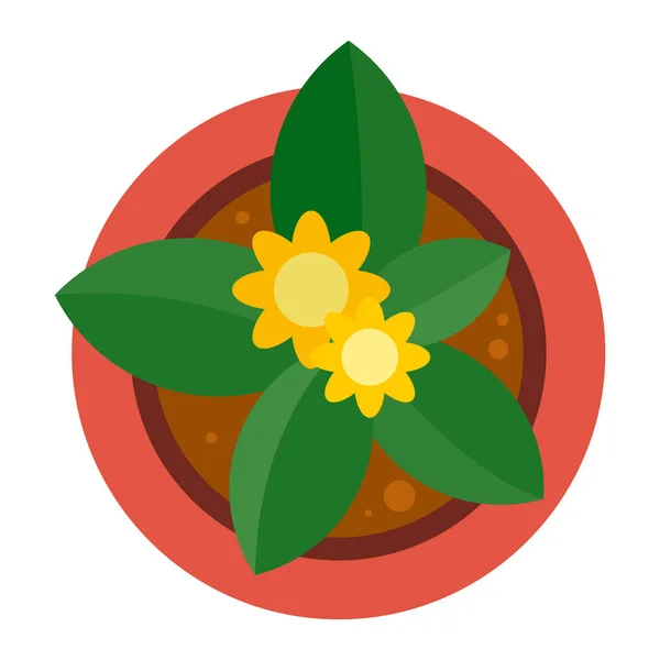 Icône de pot de plante de vue supérieure, style plat — Image vectorielle