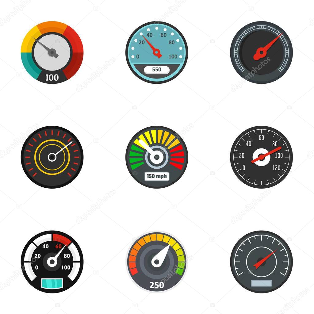 Dashboard icon set, flat style