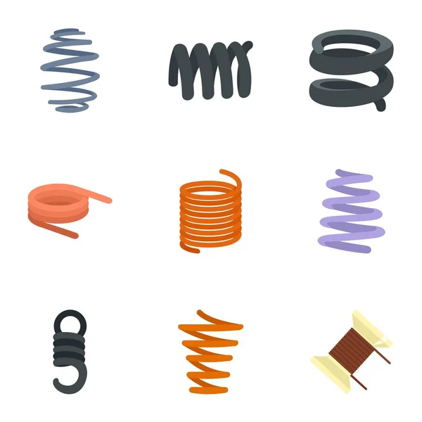 Conjunto de iconos de cable flexible, estilo plano — Vector de stock