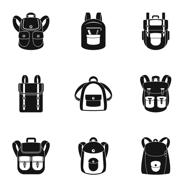 Conjunto de iconos de mochila de campamento, estilo simple — Vector de stock