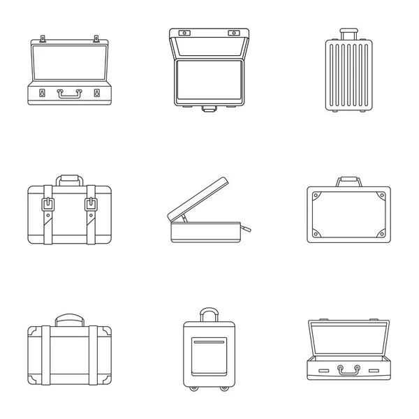 Conjunto de iconos del maletín de viaje, estilo de esquema — Archivo Imágenes Vectoriales