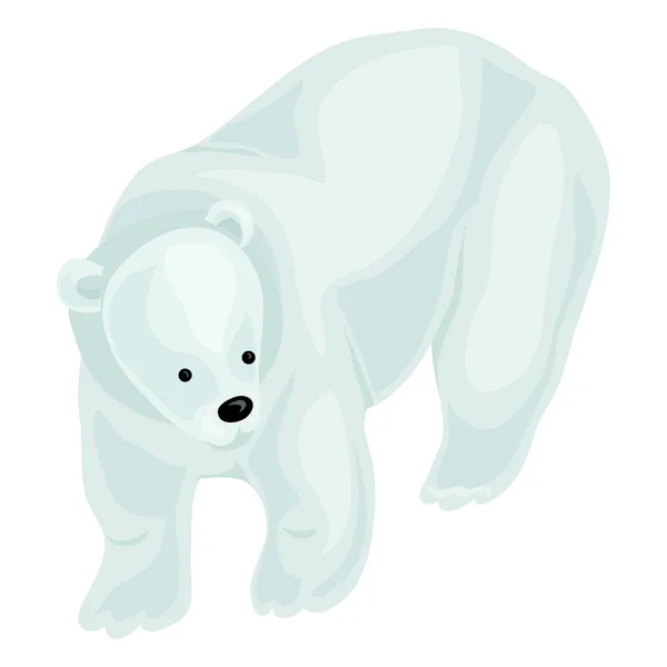 Icono oso blanco, estilo de dibujos animados — Vector de stock