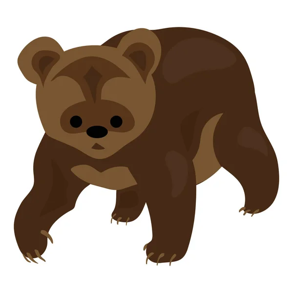 Little brown bear icon, cartoon style — Stock Vector