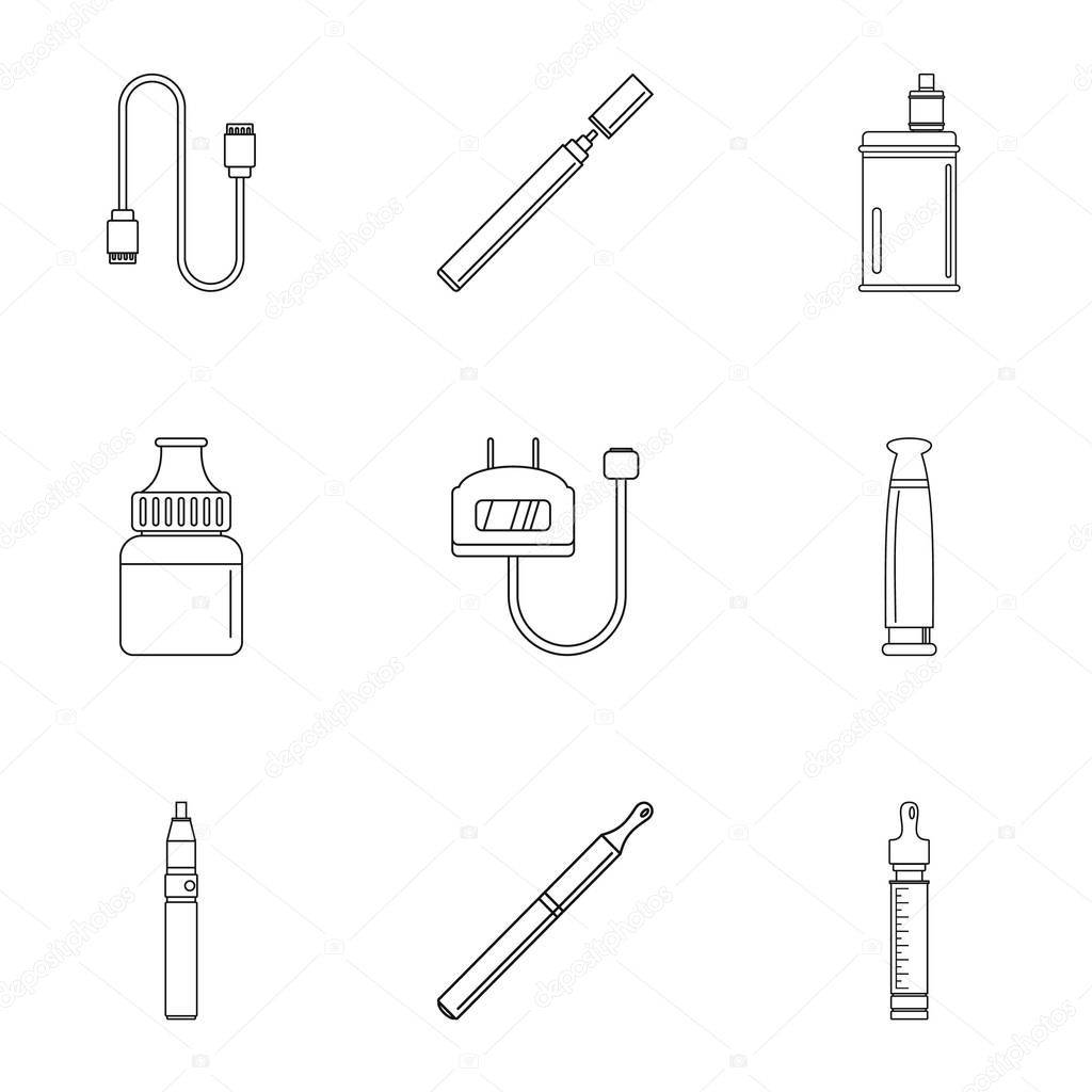 Electronic cigar icon set, outline style