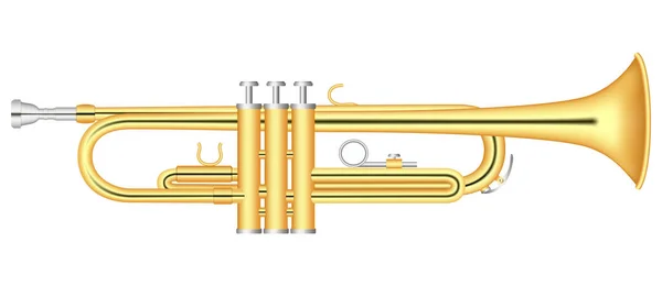 Gold trumpet icon, realistic style — Stock Vector