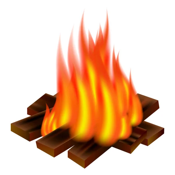 Camp fire icon, realistic style — Stock Vector