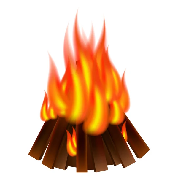 Bonfire icon, realistic style — Stock Vector