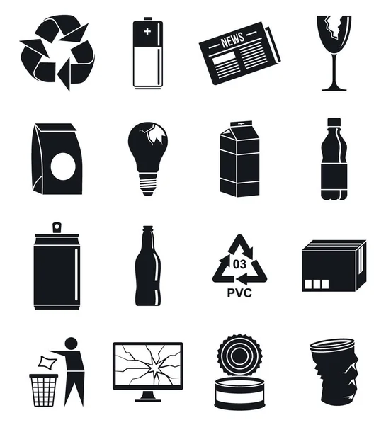 Eco recicla conjunto de iconos de día, estilo simple — Vector de stock