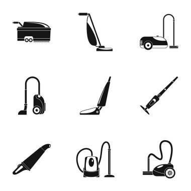 Carpet sweeper icon set, simple style clipart