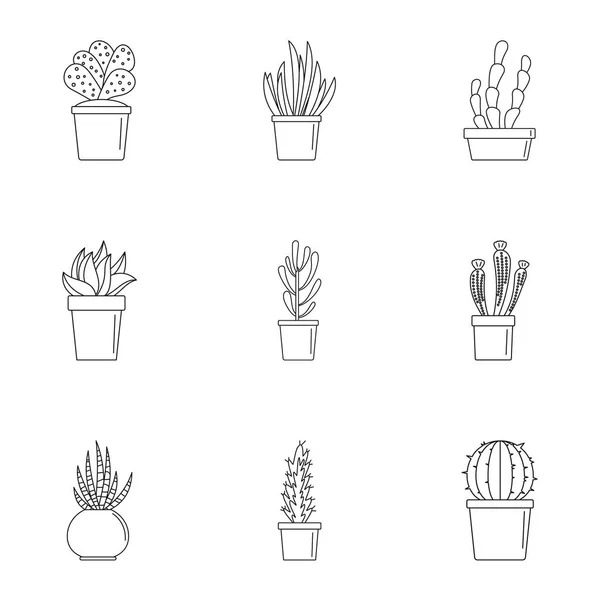 Cactussen pictogrammenset, Kaderstijl — Stockvector