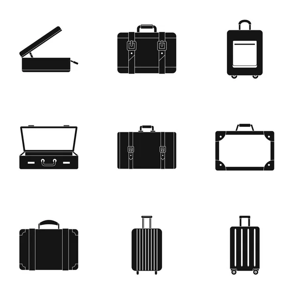 Trip luggage icon set, simple style — Stock Vector