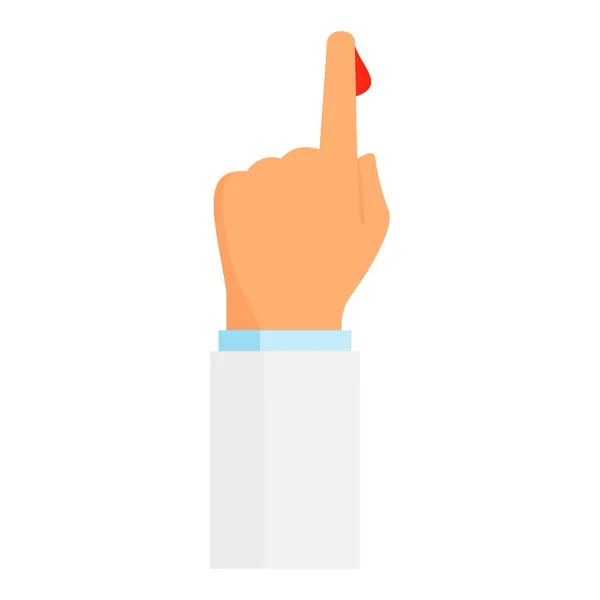 Sangre del dedo de la mano icono, estilo plano — Vector de stock