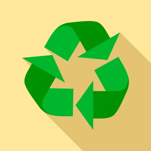 Recycle teken pictogram, vlakke stijl — Stockvector
