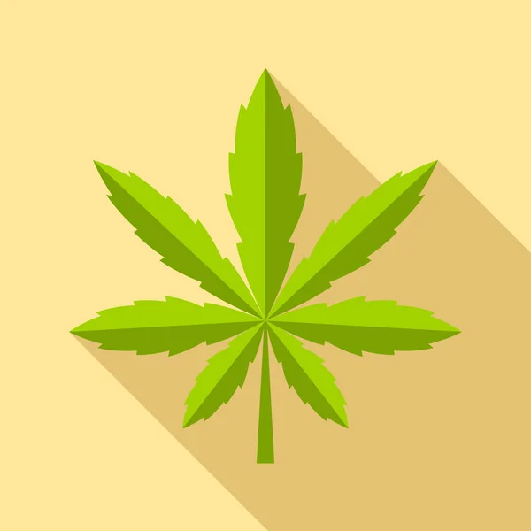 Ícone de folha de Cannabis, estilo plano — Vetor de Stock