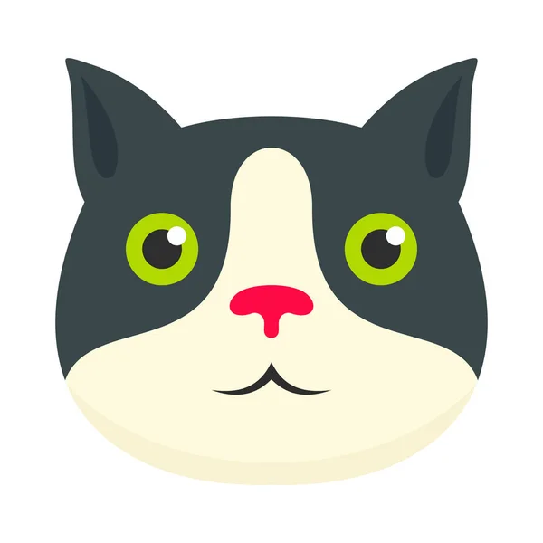 Şirin kedi yüz simgesi, düz stil — Stok Vektör