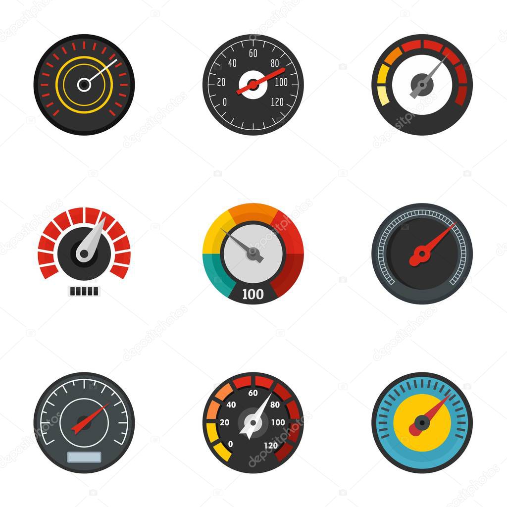 Gauge icon set, flat style