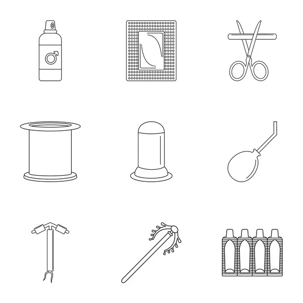 Contraceptive medicine icon set, outline style — Stock Vector