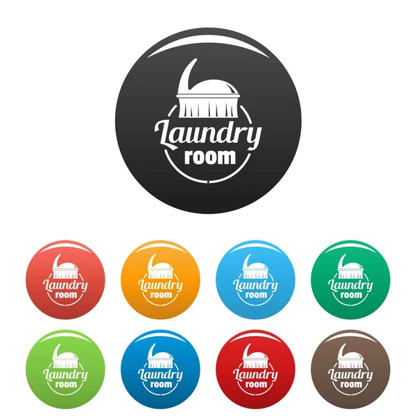Ícones da lavanderia definir cor — Vetor de Stock