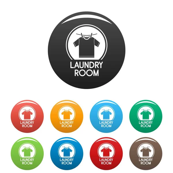 Praní oblečení místnosti ikony nastavit barvu — Stockový vektor