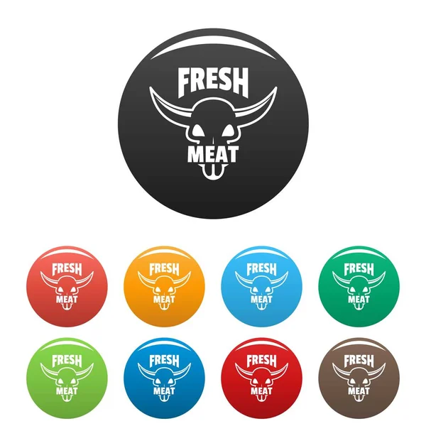 新鲜肉类图标设置颜色 — 图库矢量图片