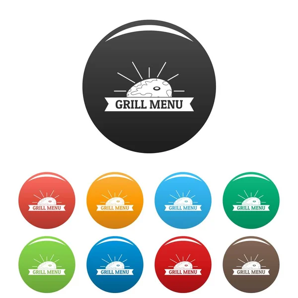 Bbq icônes de menu grill définir la couleur — Image vectorielle
