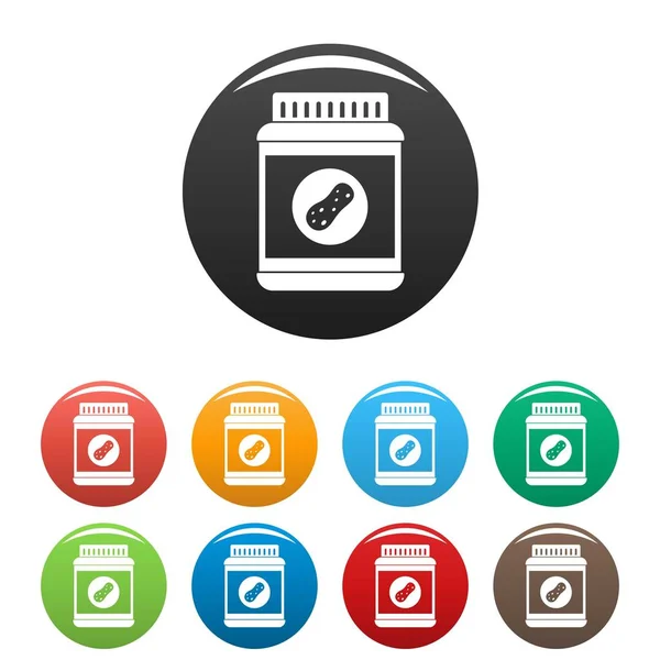Conjunto de iconos de tarro de mantequilla color — Vector de stock