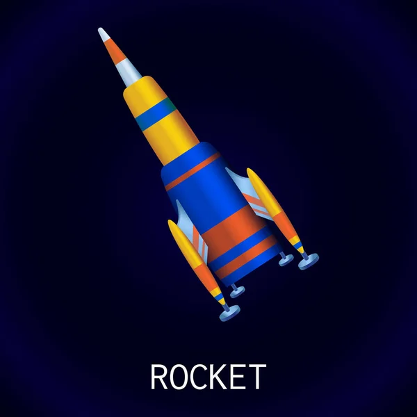 Uzay roketi simgesi, çizgi film biçimi — Stok Vektör