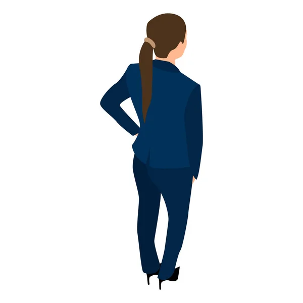 Back of business woman icon, isometric style — Stock Vector