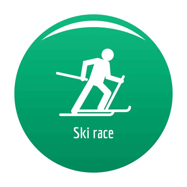 Icône de course de ski vecteur vert — Image vectorielle