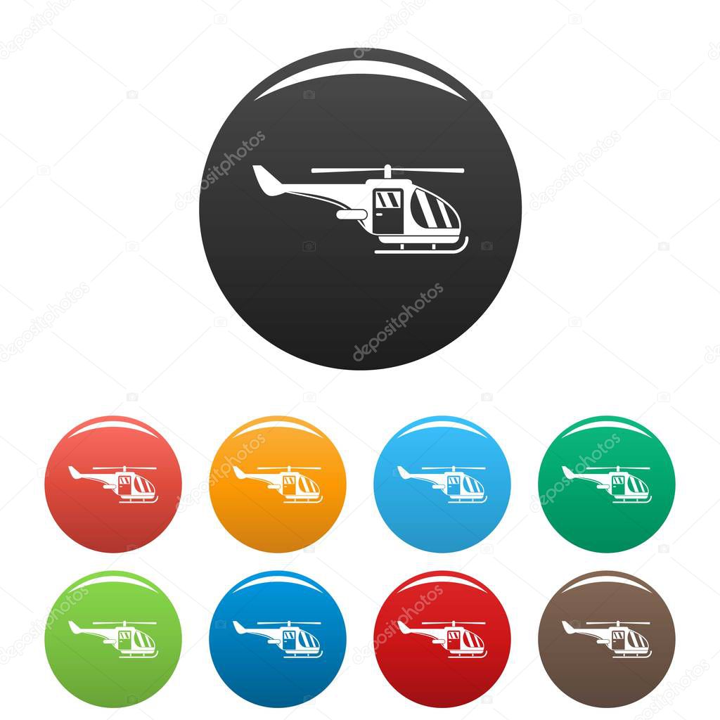 Military helicopter icons set color