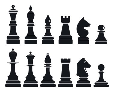 Chess game icon set, simple style clipart
