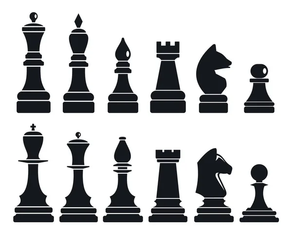 Juego de ajedrez conjunto de iconos, estilo simple — Vector de stock