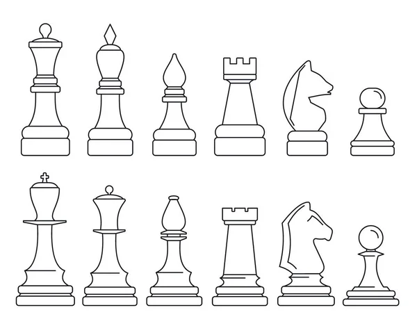 Schaken stuk pictogrammenset, Kaderstijl — Stockvector