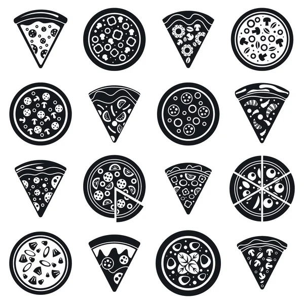 Pizza Food Icon Set, einfacher Stil — Stockvektor