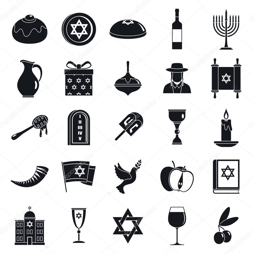 Hanukkah menorah icon set, simple style