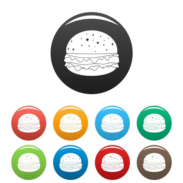Burger iconos de color conjunto — Archivo Imágenes Vectoriales