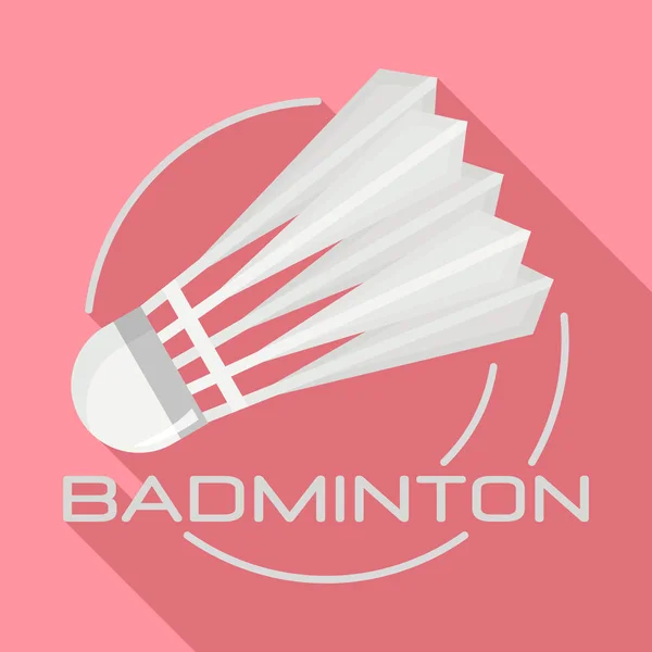 Logo blanco de bádminton Shuttlecock, estilo plano — Vector de stock