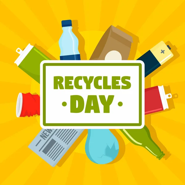 Recycles day concept background, flat style