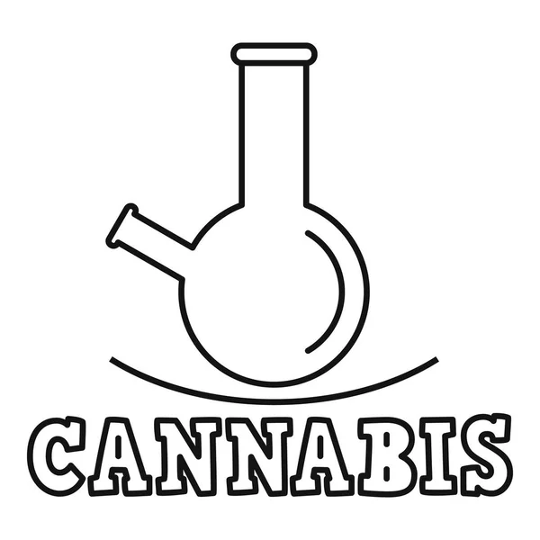 大麻吸烟瓶标志, 轮廓风格 — 图库矢量图片