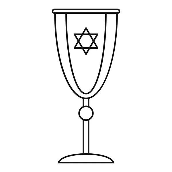 Икона еврейского серебряного кубка, стиль контура — стоковый вектор