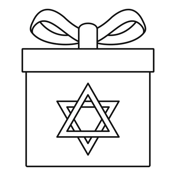 Icône boîte cadeau juive, style contour — Image vectorielle
