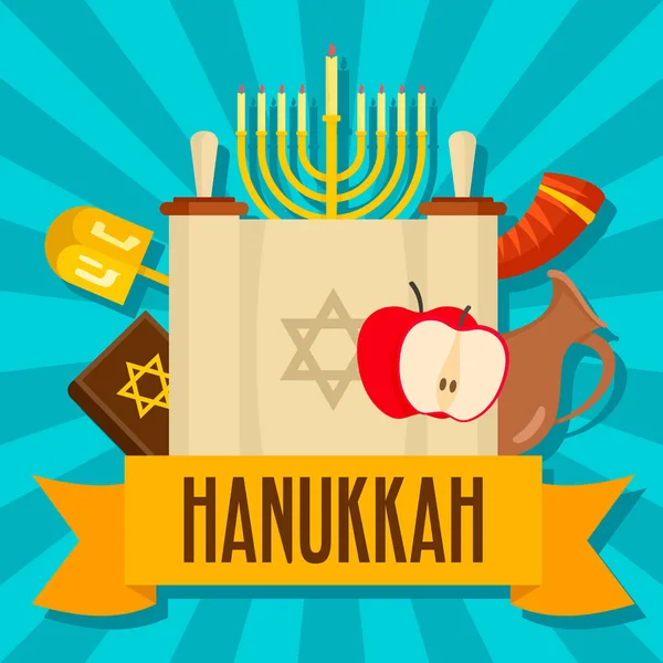 Hanukkah holiday concept background, flat style